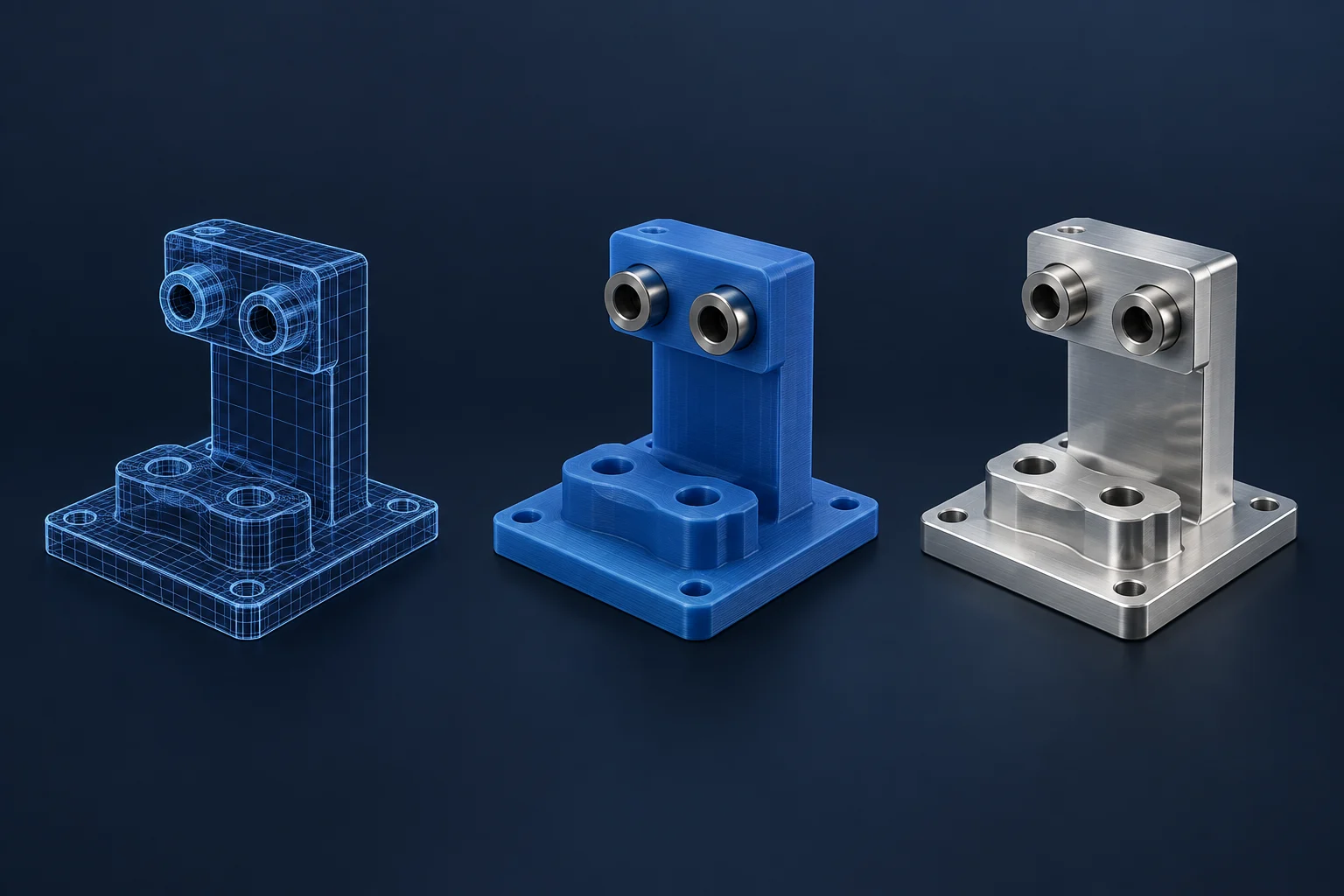 Illustrative development of a mechanical drill fixture from CAD design to a printed prototype and machined tooling